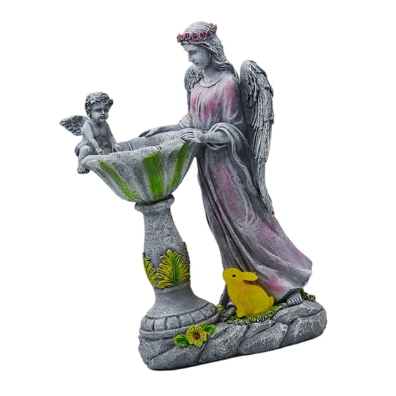 Tizuqe Waterproof Resin Tree Light up Angel Solar Light for Garden Ornaments and Decorations for Poolside and Flowerbeds