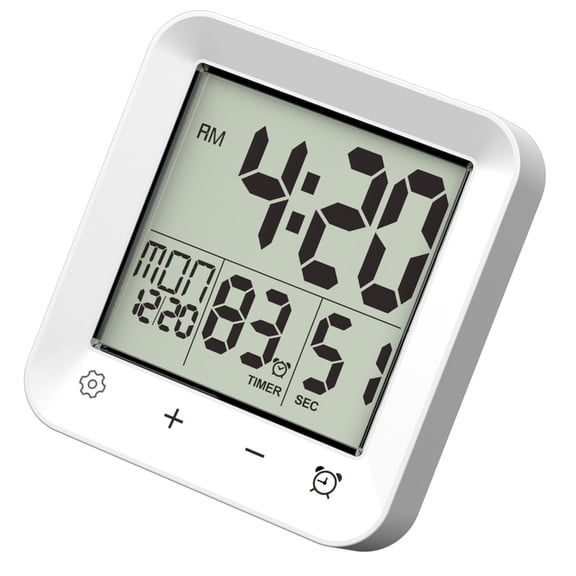Tizuqe Waterproof Wall Clock Shower Timer Digital Bathroom Alarm Clock Kitchen Cooking Countdown Timer Digital Shower Clock