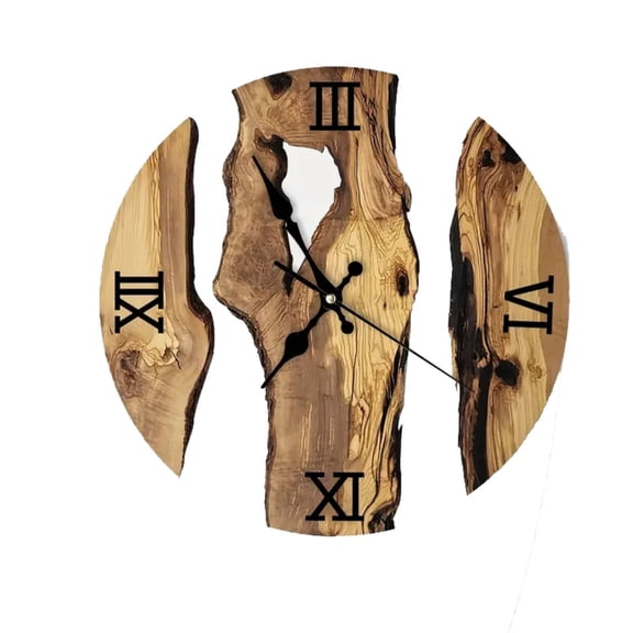 Tizuqe Wood Grains and Clear Tempered Glass Wall Clock 30cm for Stylish Interior Decors