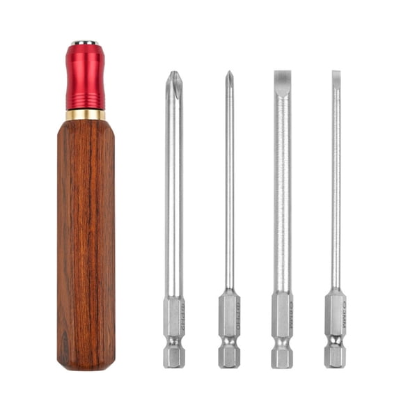 Tizuqe Wood Handle Screwdriver Suitable for Slotted Crossing Screws Powerful Penetration