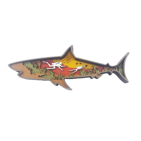 Tizuqe Wooden Fish Decor Hollowed Multilayer Fish Figurine Ornament Statue Rustic Decorations for Home Shelf Cabinet Tabletop