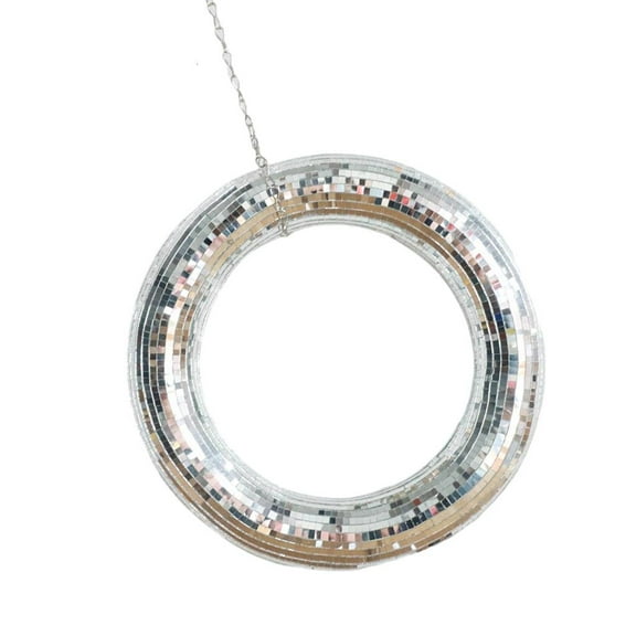 Tizuqe Wreath Rings Reflective Discos Ornament Holiday Festivals Party Decoration Gift