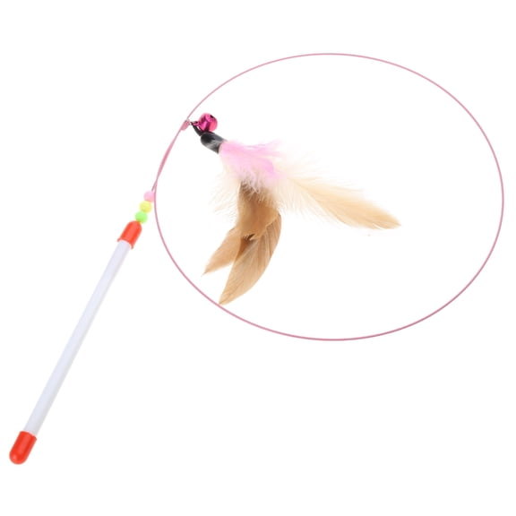 Tizuqe Interactive Cats Toys Cats Wand Toy Feathers Teaser with Mini Bell for Indoor Cats Kitten for Play for Cha