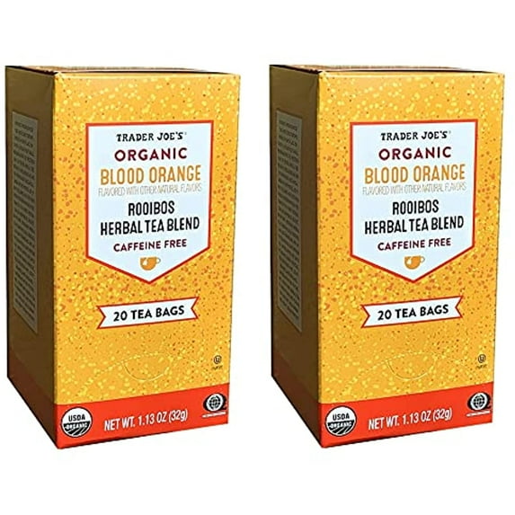 Tj Organic Blood Orange Rooibos Herbal Tea Blend, Flavored With Other Natural Flavors, Caffeine Free, 20 Tea Bags, 1.13 Ounces (32 Grams) (Two Pack)