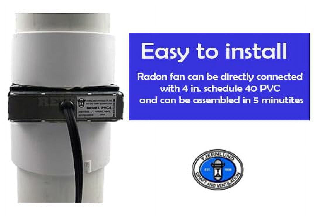 Tjernlund PVC4 Radon Mitigation Fan Model Exhaust Fan with 6Ft