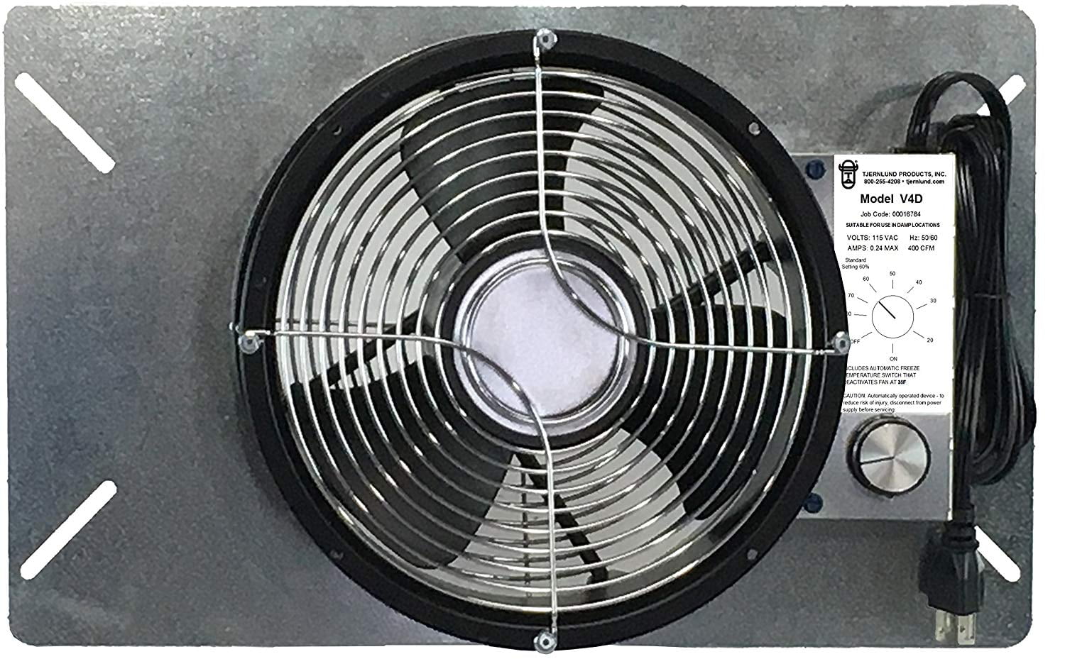 Tjernlund V4D Automatic UnderAire Crawl Space Fan for Damp, Wet or