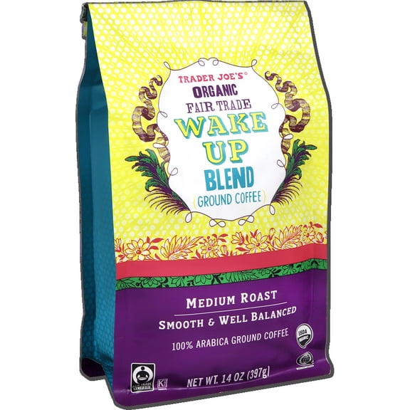 Tjs Organic Fair Trade Wake Up Blend Ground Coffee-14 Oz
