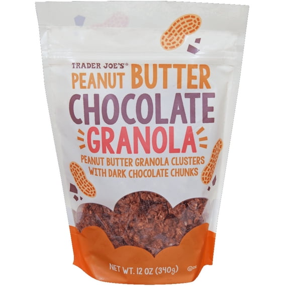 Trader Joe’s Peanut Butter Chocolate Granola – Crunchy Peanut Butter Clusters with Dark Chocolate Chunks, 12 oz Bag