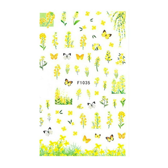 Tkardy Butterflies Flowers Pattern Decorations for Nail Art Supplies, 10 Sheets Butterfly Nail Stickers Self-Adhesive Nail Art Decals Nail Designs-E