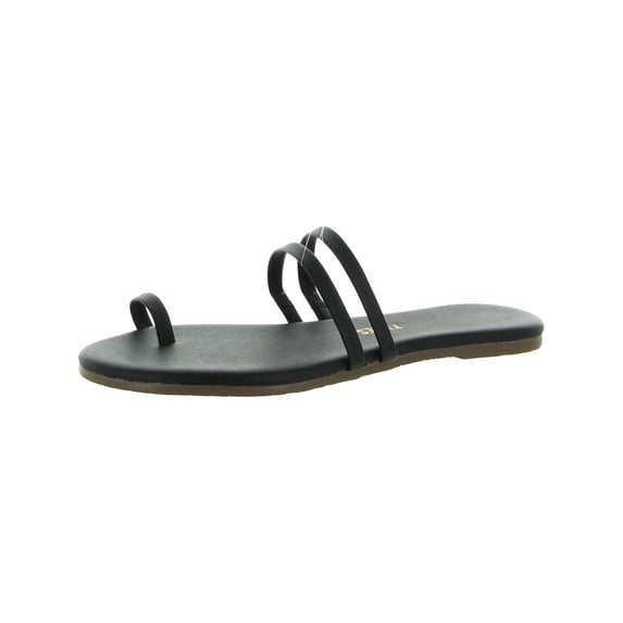 TKEES Leah Leather Sandal, 6, Black