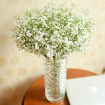 Tkrady 1 Bundle Gypsophila Bouquet Fall Flowers Babys Breath Artificial Flowers, Artificial for Decoration, Real Touch Silk Flower for Wedding Christmas DIY Party Home Garden Office(White)