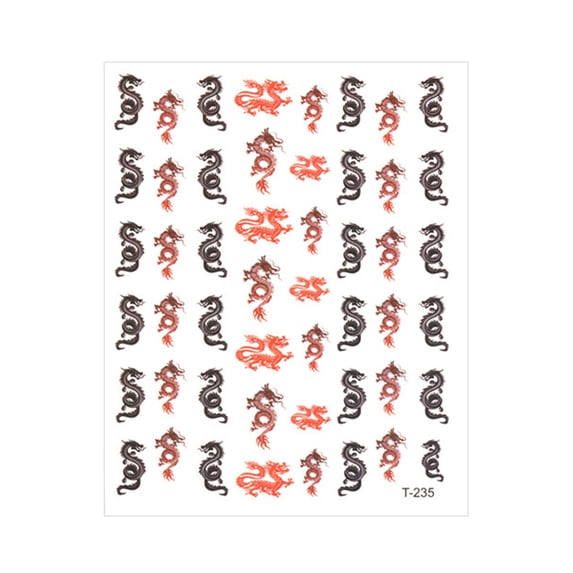 Tkrady 1 Sheets Chinese Dragon Nail Stickers Dragon Nail Stickers Punk Style Nail Decals Good Gift-A