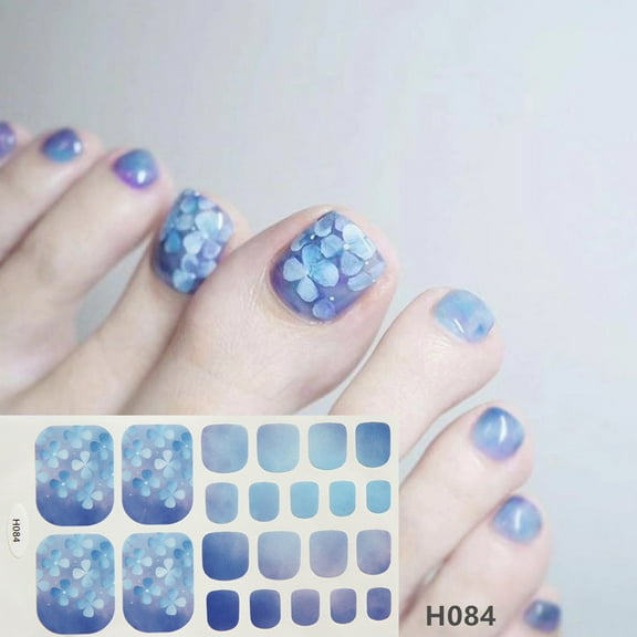 Tkrady 1 Sheets Toe Nail Stickers Full Nail Wraps Self Adhesive Toenail Polish Strips, Polish Manicure Sticker-B