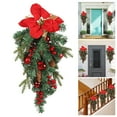 thumbnail image 1 of Tkrady 1 pcs Christmas Teardrop Swag Prelit Christmas Wreaths Staircase Decoration Artificial Stairs Christmas Garland with Lights Stairway Swag for Front Door Wall Window Home Xmas Decor, 1 of 1