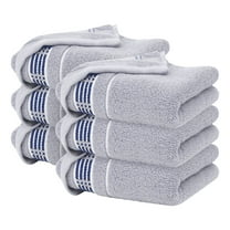 Tkrady 100% Cotton Striped Pattern Hand Towels Easy To Clean Cotton Absorbent Soft Suitable For Kitchen Bathroom Living Room Set of 6,34×73cm (Grey)