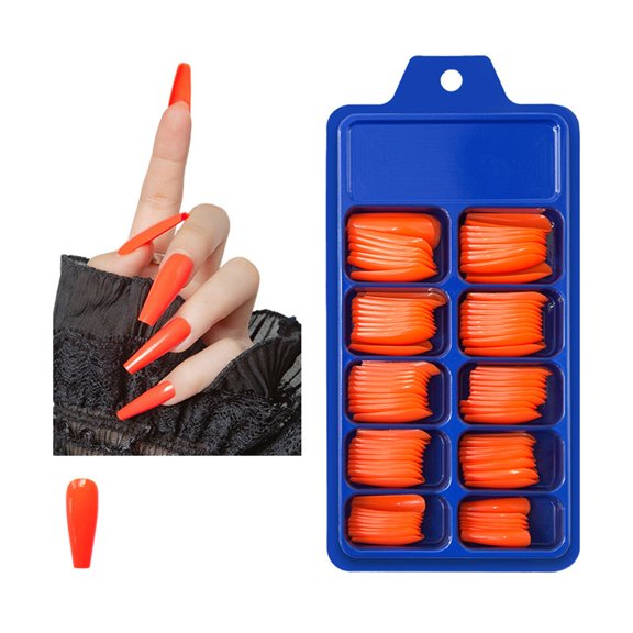 Tkrady 100Pcs Ballet Nail Patch Nail Patch Solid Color Wear Nail Euramerican Box Nails 10 Size