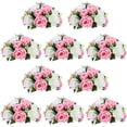 thumbnail image 1 of Tkrady 10Pcs Flower Ball Arrangement Bouquet,15 Heads Roses with Base, Suitable for Our Store's Wedding Centerpiece Flower Rack for Parties Valentine's Day Home DÃ©cor (Pink & White), 1 of 6