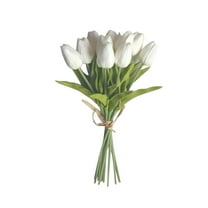 Tkrady 10pcs White Flowers Artificial Tulip Silk Flowers 13.5" for Mother's Day Easter Valentine’s Day Gifts in Bulk Home kitchen Wedding Decorations