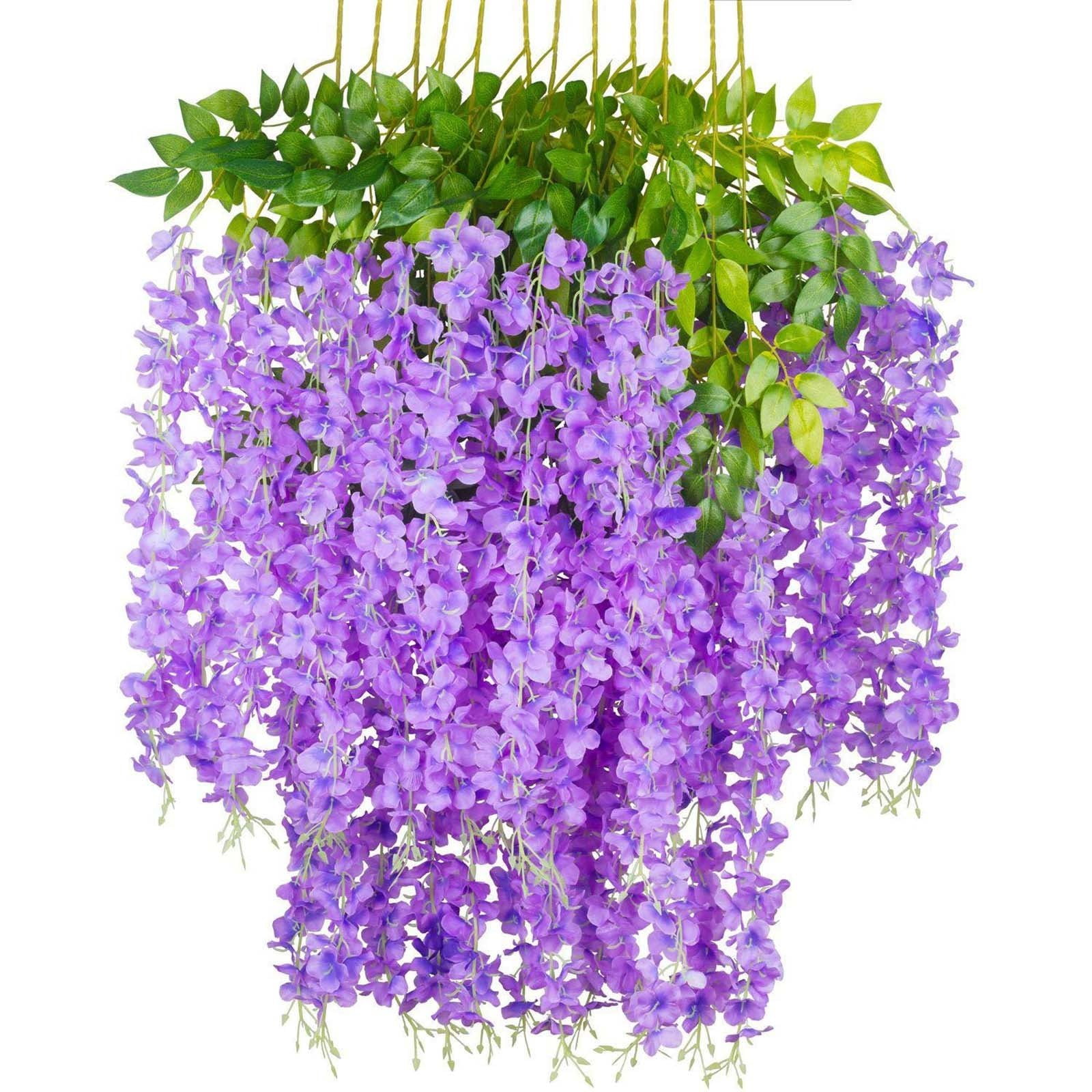 45-Inch Purple Silk Wisteria Hanging Garland for Outdoor Decor