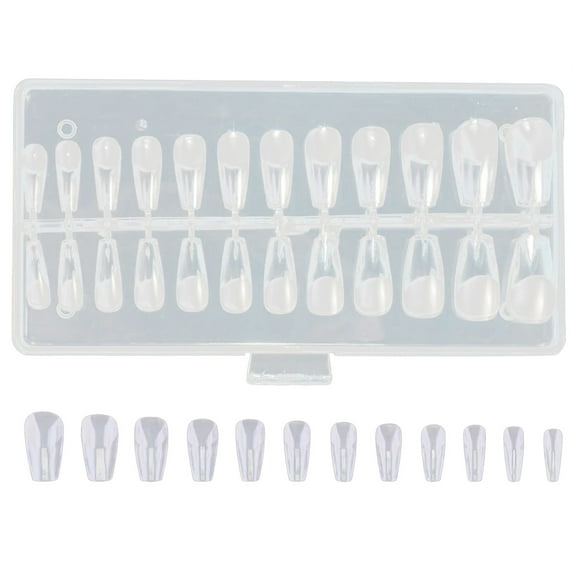 Tkrady 120Pcs Boxed Transparent Nail Full Coverage Pressed On The Nails For DIY Nail Salon Practice Nails 12 Size
