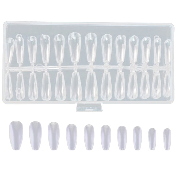 Tkrady 120Pcs Boxed Transparent Nail Full Coverage Pressed On The Nails For DIY Nail Salon Practice Nails 12 Size