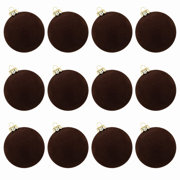 Tkrady 12Pcs Christmas Large Velvet Balls Ornaments 2.36inch, Shatterproof Hanging Ball Set Xmas Bulk Flocked Ornaments for Christmas Tree Home Party Wreath Decorations