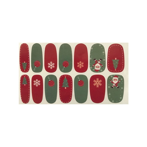 Tkrady 14 Sheets Glitter Christmas Nail Sticker Full Wraps Nail Polish Sticker Glitter Manicure Kits For Nail Design Nail Art Design Xmas Nail Decals