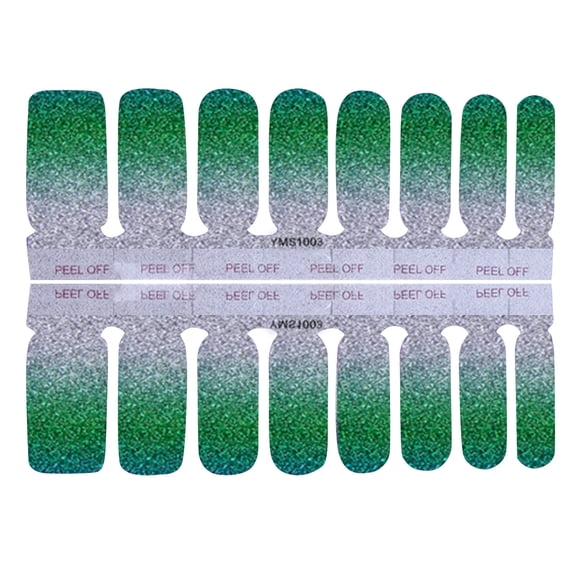 Tkrady 16 Pieces Nail Stickers Glitter Gradient Color Shine Full Wraps Polish Stickers Decal Strips Self-Ashesive Nail Art Sets for Women Girls-C