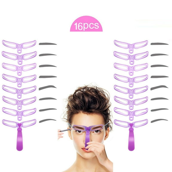 Tkrady 16Pcs 8 Styles Eyebrow Shaping Stencils Grooming Shaper Template Makeup Tool Kit US