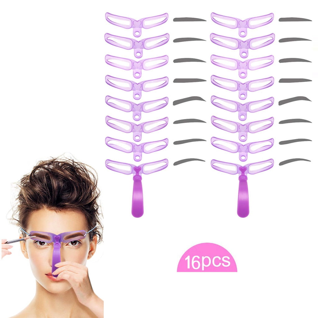 Tkrady 16Pcs 8 Styles Eyebrow Shaping Stencils Grooming Shaper Template Makeup Tool Kit US