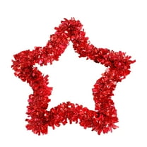 Tkrady 1pcs Glitter Twist Tinsel Garland Decor Metallic Star for Thanksgiving Day Fall Christmas Tree Hanging Garland Birthday Indoor Outdoor(Red)
