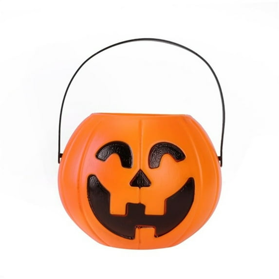 Tkrady 1pcs Pumpkin Bucket with Lid, Portable Multi-purposed Candy Holder for Party Favors Home Decoration Supplies