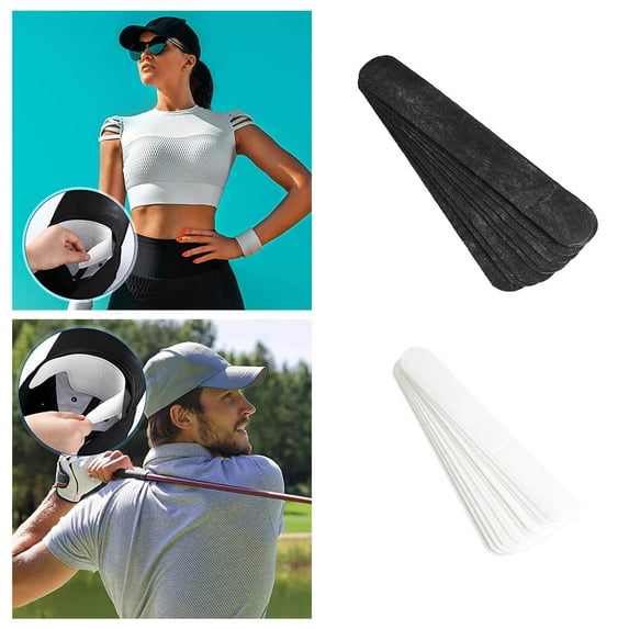 Tkrady 20 Pieces Tape Caps Sweatband Hat Liner Absorbent Sweat Pad, Hat Size Reducer Foam Reducing Tape for Hats Caps Sweatband (Black and White, 9.3 x 1.45 inches)