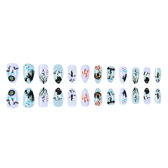 Tkrady 24 Sheets Nail Stickers Art 3D Nail Decals Self Pumpkin Bat Witch Nail Sticker Design DIY Holiday Nail Decorations-D