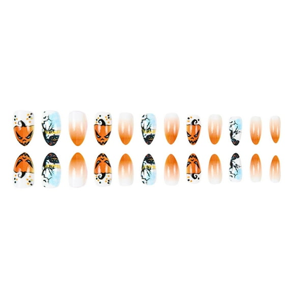 Tkrady 24 Sheets Nail Stickers Art 3D Nail Decals Self Pumpkin Bat Witch Nail Sticker Design DIY Holiday Nail Decorations-E