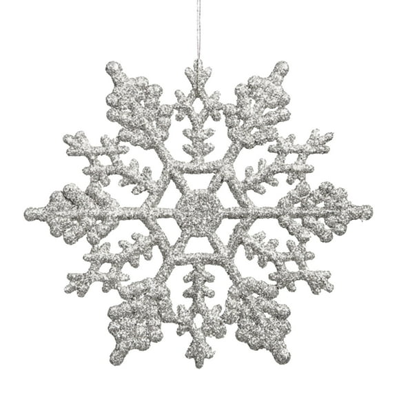 Tkrady 24Pcs Snowflake Ornament Christmas Glitter Snowflake Hanging Christmas Tree Decorations with Silver Rope for Winter Decorations Tree Window Door Accessories (E)