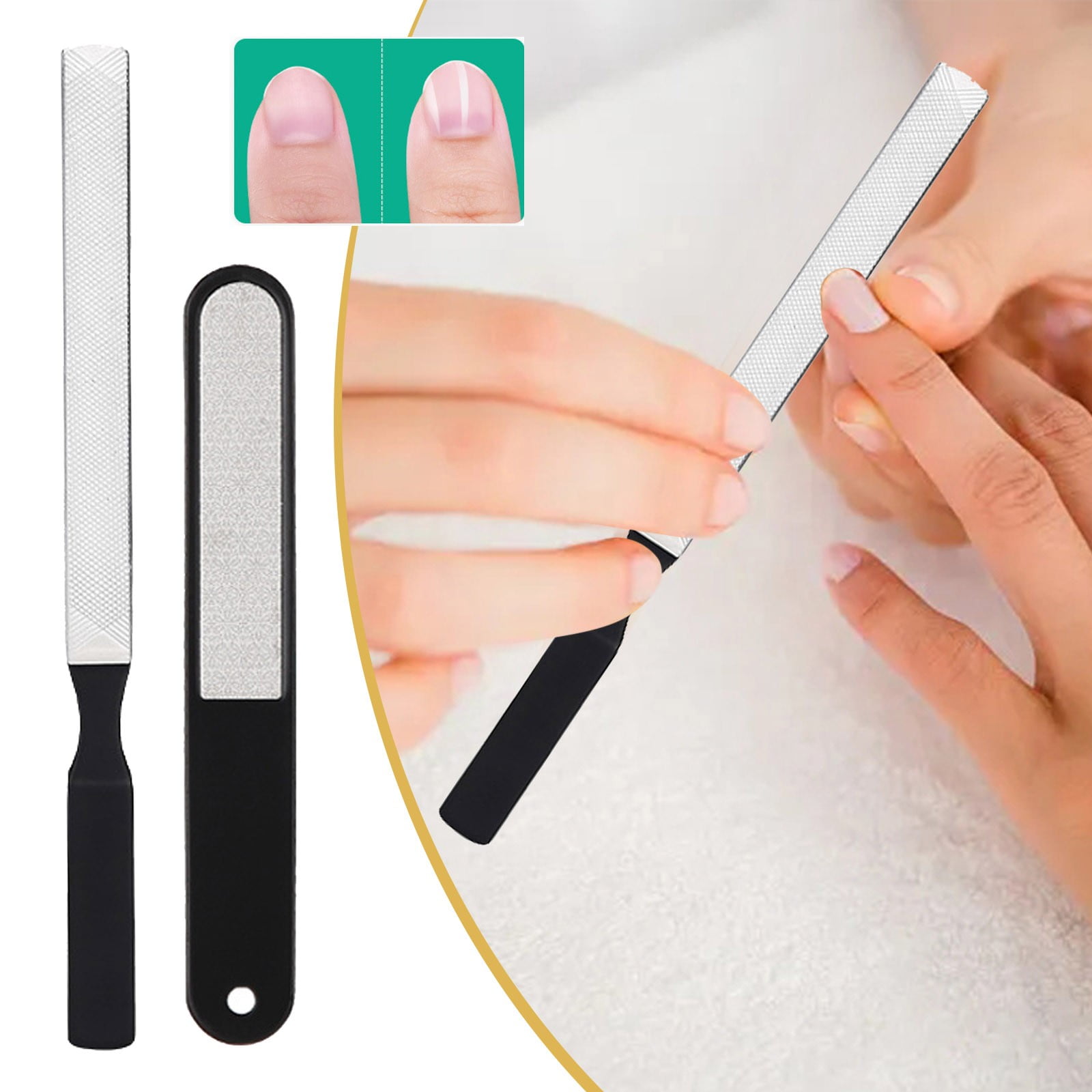 Tkrady 2Pcs Stainless Steel Nail File, Gray Nails Polish File Pedicure ...