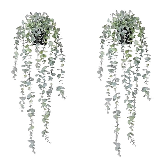 Tkrady 2pcs Artificial Hanging Leaf Vine Potting Indoor Outdoor Decoration
