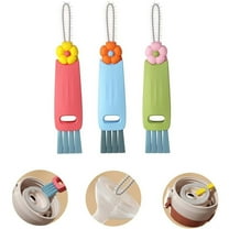 Tkrady 3 in 1 Cup Lid Cleaning Brush - Portable Crevice Cleaning Brush Cleaner for Bottle lid Gap - 3 PC Cute Flower Multi Functional Cleaner - 2024 New Household Cleaning Tool