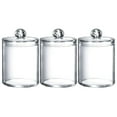 thumbnail image 1 of Tkrady 3 Pack Cotton Swab Ball Pad Holder, 10 Oz Bathroom Organizer, Qtip Apothecary Jar Clear Container Dispenser, 1 of 6