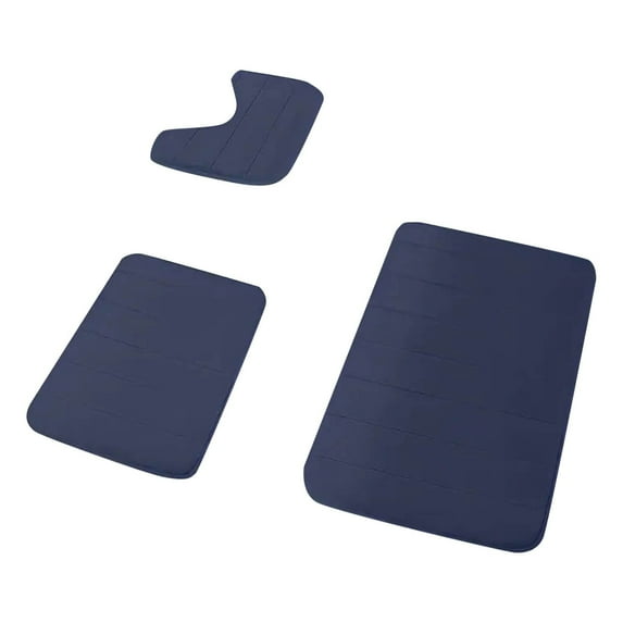Tkrady 3 Pieces Memory Foam Bath Mat Sets, For Bathroom Rugs Toilet Mats Soft Comfortable Water Absorption Machine Washable