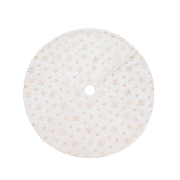 Tkrady 30 Inch Sequin Faux Fur Christmas Tree Skirt Decoration for Merry Christmas Party White Plush Gold Sequin Snowflake Xmas Christmas Tree Skirt Decorations