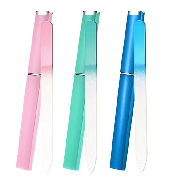 Tkrady 3Pcs Glass Nail File with Case, Advanced Durable Manicure Pedicure Tools