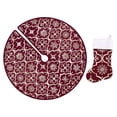 thumbnail image 1 of Tkrady 48 Inch Christmas Tree Skirt with 16” Candy Stockings, Large Merry Xmas Tree Mat for Christmas Holiday Party Supplies, Decoration, Decor Ornaments -Dark Red, 1 of 6