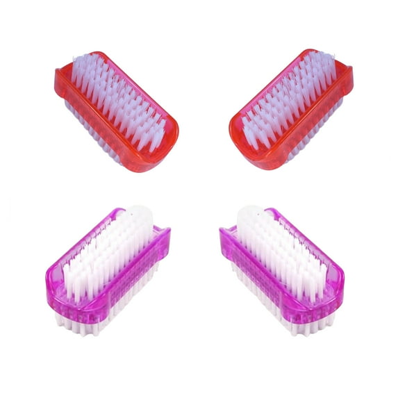 Tkrady 4Pcs Professional Nail Brush - Multifunction Fingernail Cleaning Brush for Cleaning Cuticles Toes Fingernail Scrubber, Red ,Purple