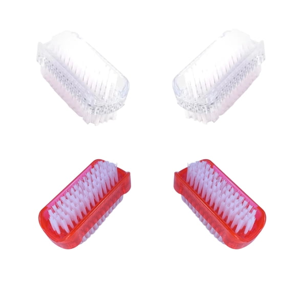 Tkrady 4Pcs Professional Nail Brush,Multifunction Fingernail Cleaning Brush for Cleaning Cuticles Toes Fingernail Scrubber, Red ,White