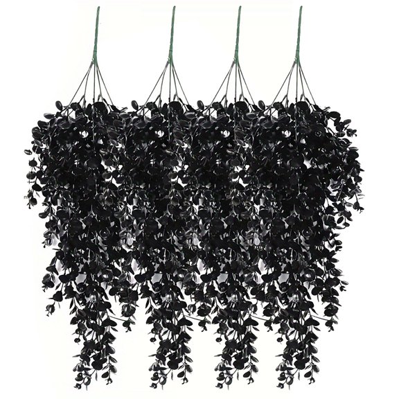 Tkrady 4pcs Scary Decorative Hanging Black Upside Down Tree, Front Door Decoration Haunted Home Setting
