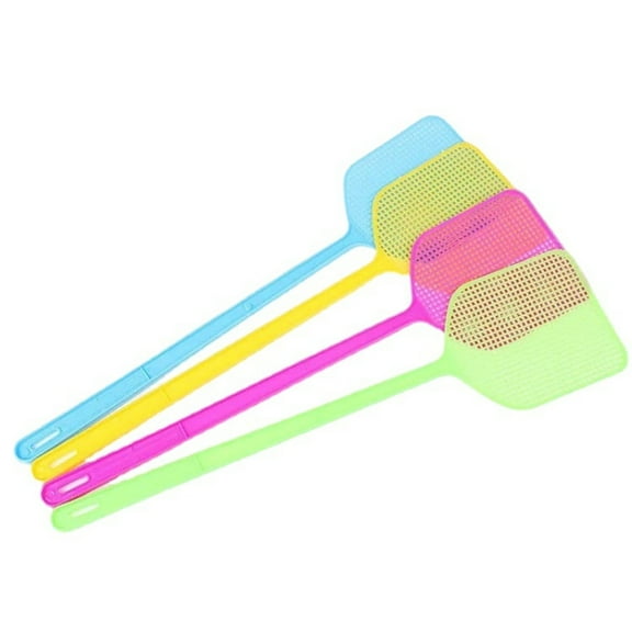 Tkrady 4pcs Heavy Duty Fly Swatters, Multi-Pack Matamoscas, Extra Large Long Handled Fly Swatters Bulk, Large Fly Swatters for Indoors and Outdoors, Random Color