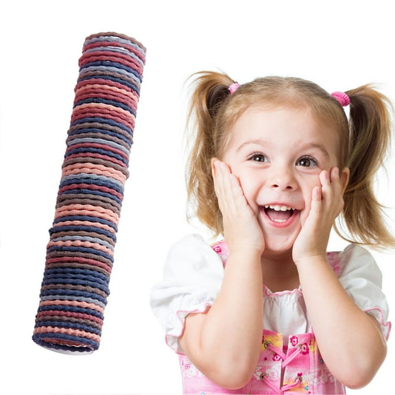 Tkrady 50PCS Elastic Hair Ties, No Crease Hair Small Ponytail Holders for Kids Girls Baby Toddler, Multicolor 03#