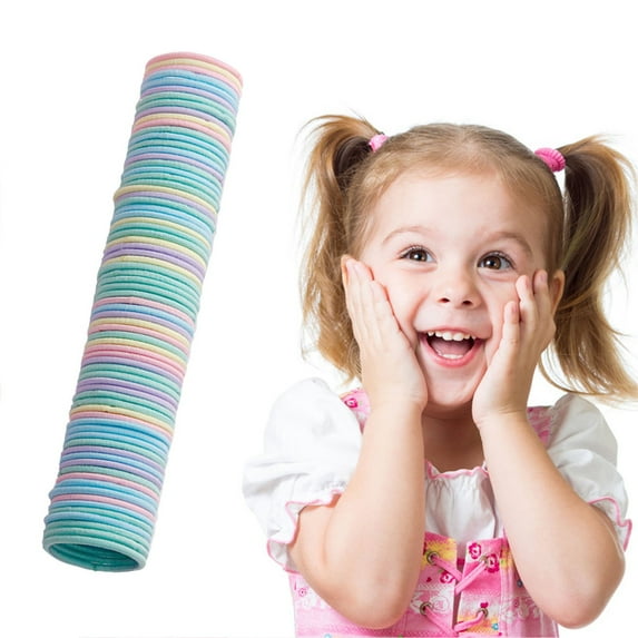Tkrady 50PCS Elastic Hair Ties, No Crease Hair Small Ponytail Holders for Kids Girls Baby Toddler, Multicolor 10#